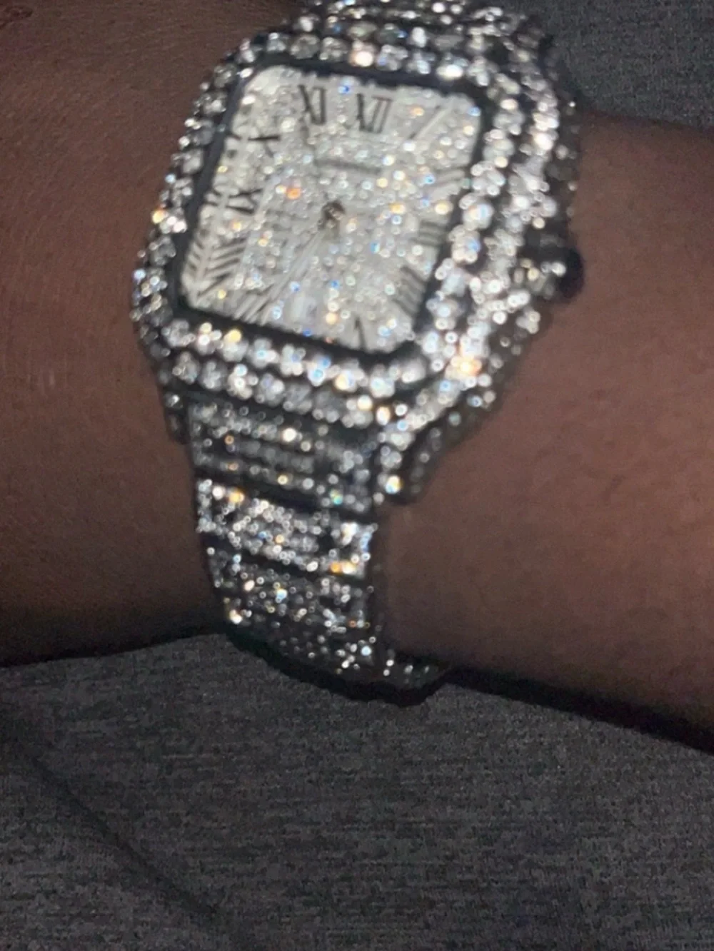 Men's Silver Crystal-Embellished Bracelet Watch